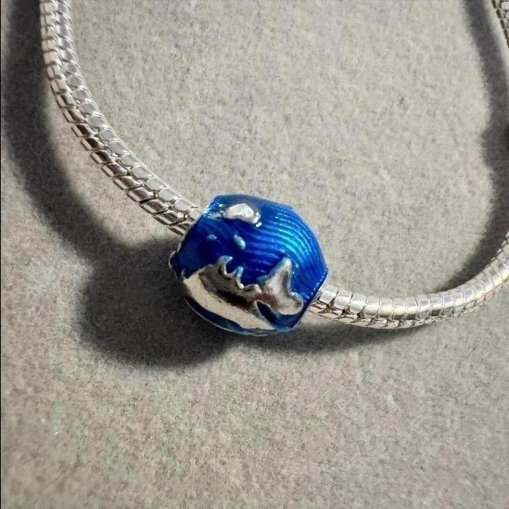 Travel Blue Earth World Globe Bead Charm fits PANDORA